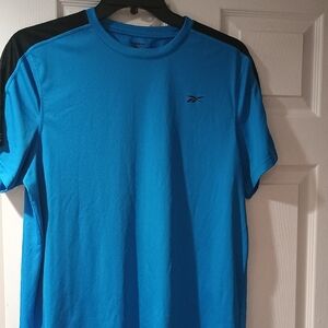 Reebok Men's Short Sleeve Blue and Black Tee